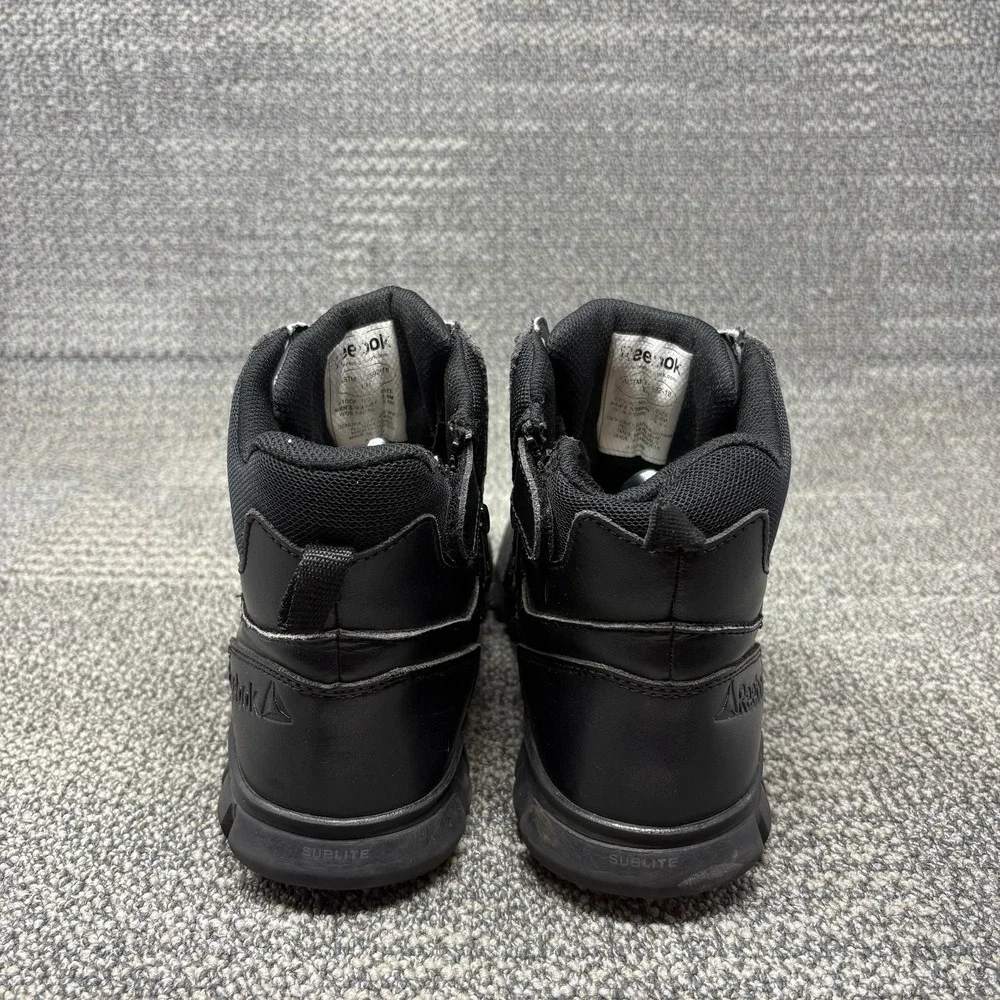 Reebok Sublite Cushion Tactical Boots Mens 7.5 Black Side Zip RB8605 Soft Toe